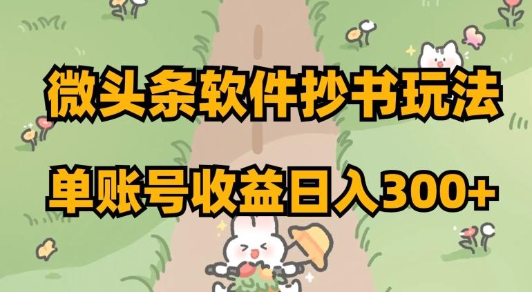 微头条软件抄书玩法，单账号收益日入300+【揭秘】-资源宝库