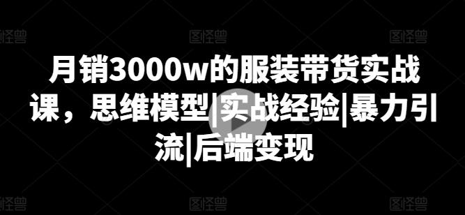 月销3000w的服装带货实战课，思维模型|实战经验|暴力引流|后端变现-资源宝库