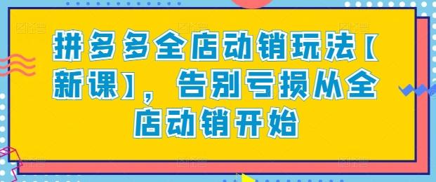 拼多多全店动销玩法【新课】，告别亏损从全店动销开始-资源宝库