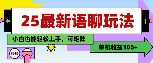 25年最新语聊玩法,纯手工,单机收益100+,小白也能轻松上手,可矩阵操作-资源宝库