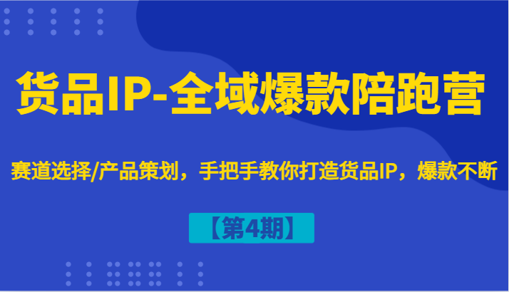 货品IP-全域爆款陪跑营【第4期】赛道选择/产品策划，手把手教你打造货品IP，爆款不断-资源宝库