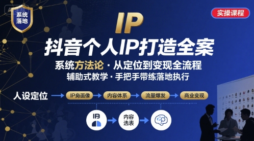 抖音个人IP系统落地实操大课,实操课程,辅助落地-资源宝库