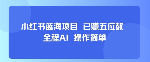小红书蓝海项目，全程AI，操作简单，已挣五位数-资源宝库