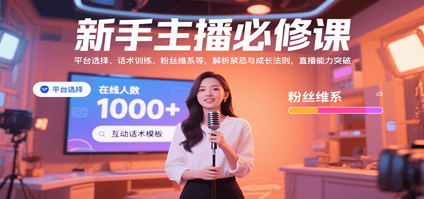 新手主播必修课：平台选择、话术训练、粉丝维系等，解析禁忌与成长法则，突破直播能力-资源宝库