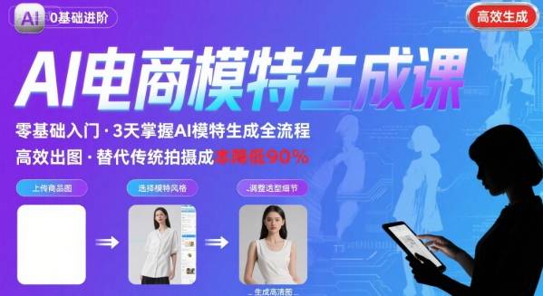 AI模特进阶课程,0基础高效生成逼真电商模特图-资源宝库