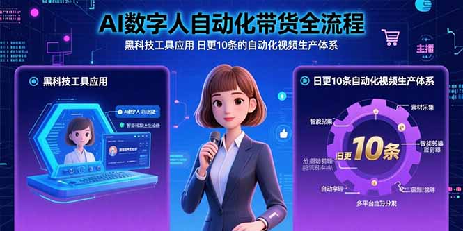 AI数字人自动化带货全流程：黑科技工具应用 日更10条的自动化视频生产体系-资源宝库