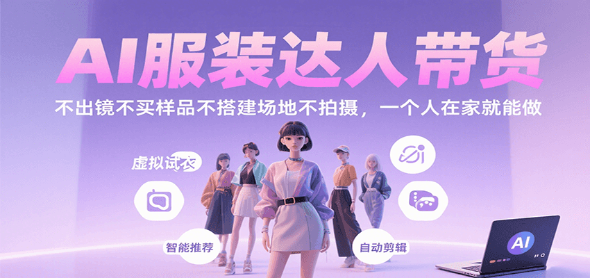 AI服装达人带货,不出镜不买样品不搭建场地不拍摄,一个人在家就能做-资源宝库