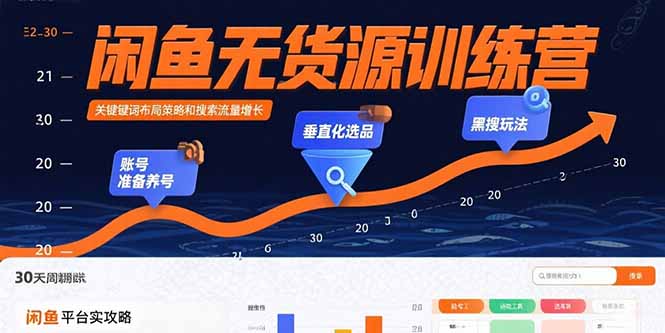 闲鱼无货源训练营:账号准备养号/垂直化选品/黑搜玩法,0基础30天盈利指南-资源宝库