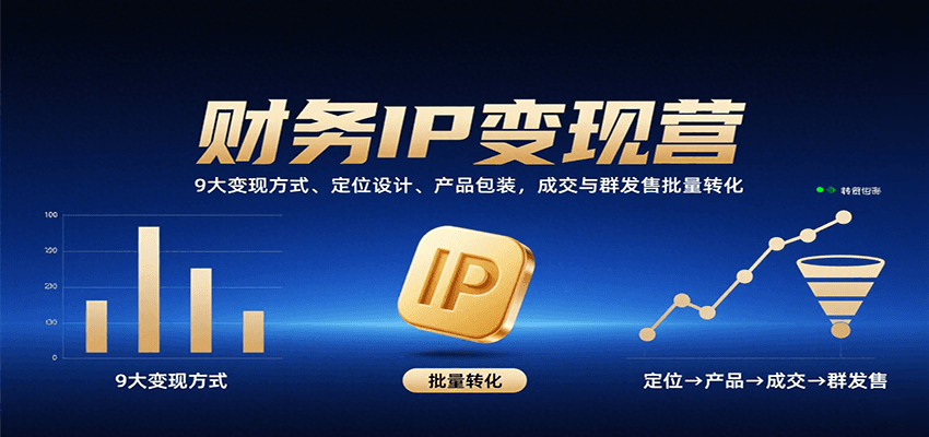 财务IP变现营:9大变现方式、定位设计、产品包装,成交与群发售批量转化-资源宝库