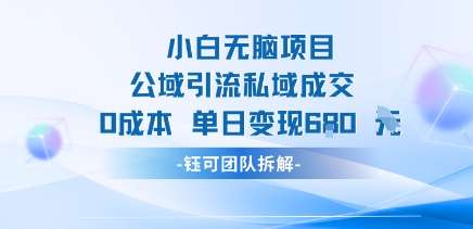 小白无脑项目公域引流私域成交0成本单日变现680米-资源宝库