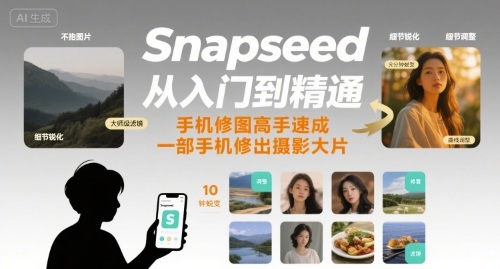 Snapseed从入门到精通,手机修图高手速成,一部手机就能修出摄影大片-资源宝库