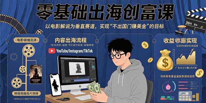 零基础出海创富课：以电影解说为垂直赛道，实现不出国门赚美金的目标-资源宝库