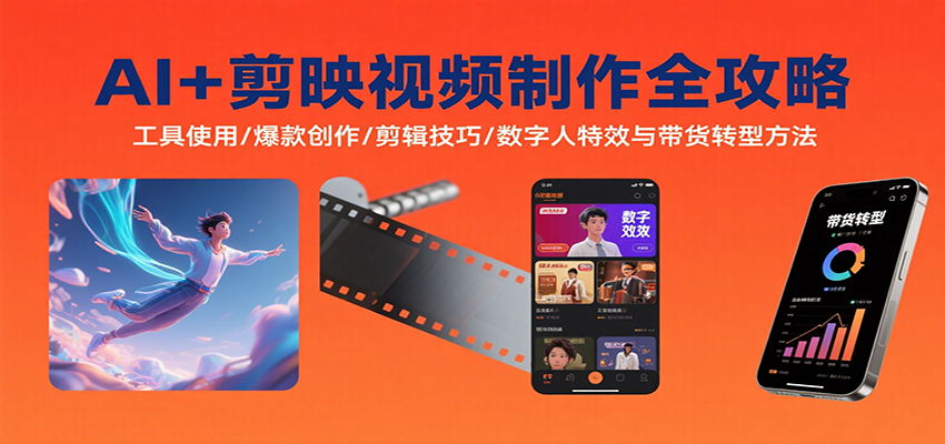 AI+剪映视频制作全攻略:工具使用/爆款创作/剪辑技巧/数字人特效与带货转型方法-资源宝库