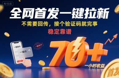 全网首发一键拉新项目,不需要回传,接个验证码就完事,稳定靠谱,一小时收益70+【揭秘】-资源宝库