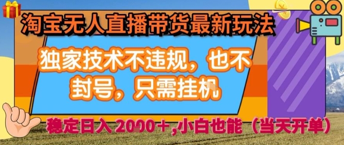 淘宝无人直播带货最新玩法，独家技术不违规，也不封号，全自动运行，只需挂着，  稳定日入2k【揭秘】-资源宝库