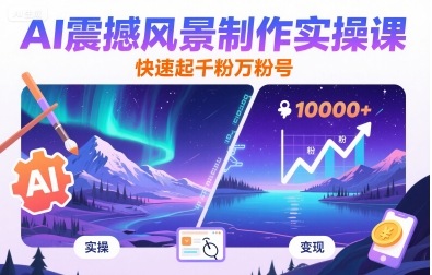 AI震撼风景制作实操课，快速起千粉万粉号-资源宝库