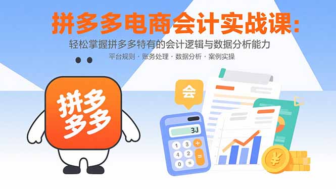 拼多多电商会计实战课:轻松掌握拼多多特有的会计逻辑与数据分析能力-资源宝库