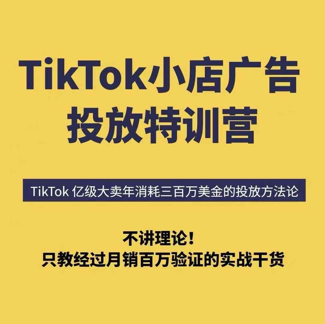 TikTok小店广告投放特训营，6天破局计划专治各种“投不动”，教你经过月销百万验证的实战干货-资源宝库