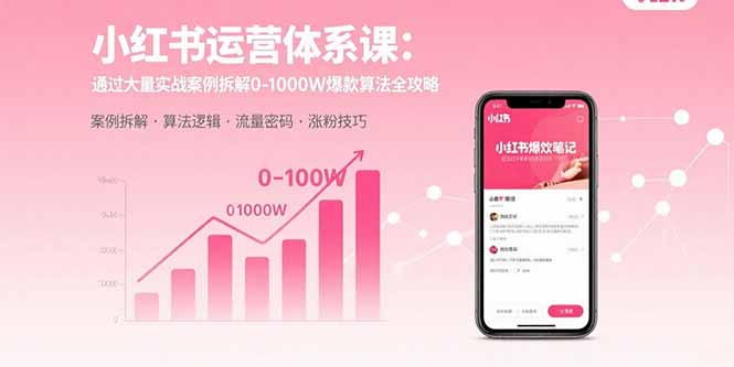 小红书运营体系课：通过大量实战案例拆解0-1000W爆款算法全攻略-资源宝库