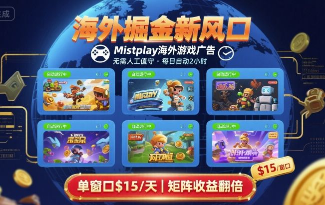 海外掘金新风口，Mistplay海外游戏广告，每日自动运行，单窗口稳入2美刀 ，可矩阵操作【揭秘】-资源宝库