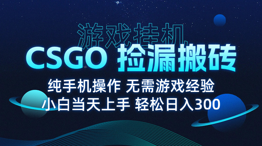 8月最新游戏搬砖,CSGO纯挂机,不需要玩游戏,实现真挂机,月入1W+-资源宝库