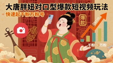 大唐胖妞对口型爆款短视频玩法，快速起千粉万粉号-资源宝库