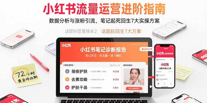 小红书流量运营进阶指南,数据分析与涨粉引流,笔记起死回生7大实操方案-资源宝库