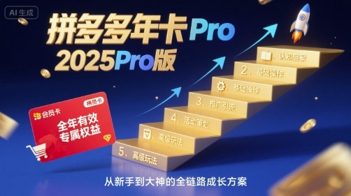 拼多多年卡2025Pro版,五大板块从认知到基础、从推广到活动、从活动到玩法-资源宝库