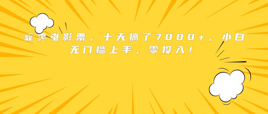 靠卖电影票，十天搞了7000+，小白无门槛上手，零投入！-资源宝库