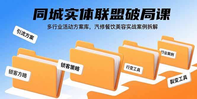 同城实体联盟破局课，多行业活动方案库，汽修餐饮美容实战案例拆解-资源宝库