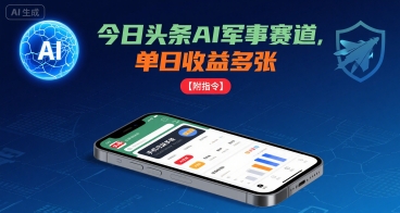 今日头条AI军事赛道，单日收益多张 ，手机可做【附指令】-资源宝库