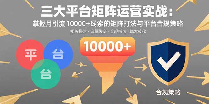 三大平台矩阵运营实战:掌握月引流10000+线索的矩阵打法与平台合规策略-资源宝库