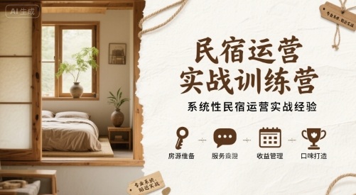 民宿运营实战训练营,系统性民宿运营实战经验-资源宝库