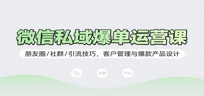 微信私域爆单运营课:朋友圈/社群/引流技巧,客户管理与爆款产品设计-资源宝库