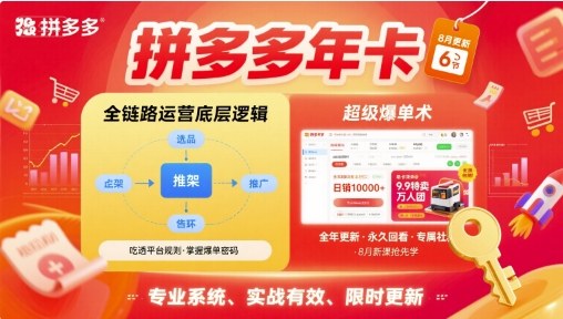 拼多多年卡【8月更新6节】拼多多全链路运营底层逻辑,超级爆单术-资源宝库