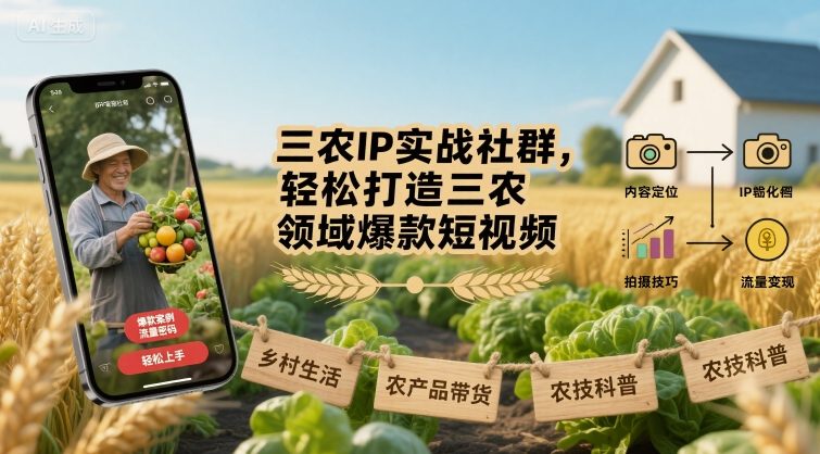 三农IP实战社群，轻松打造三农领域爆款短视频-资源宝库