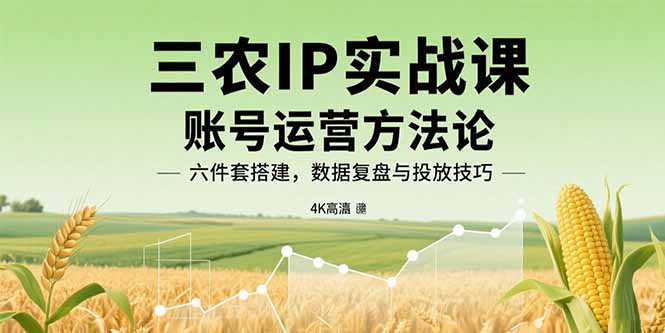 三农IP实战课:账号运营方法论,六件套搭建,数据复盘与投放技巧-资源宝库