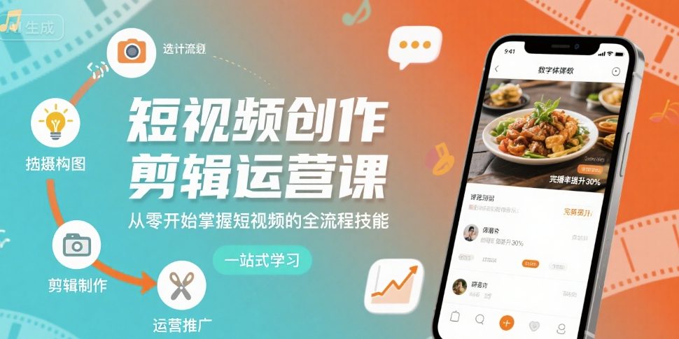 短视频创作剪辑运营课,从零开始掌握短视频的全流程技能-资源宝库