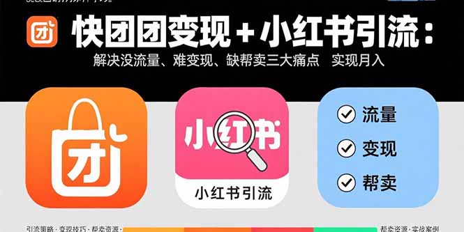 快团团变现+小红书引流:解决没流量、难变现、缺帮卖三大痛点 实现月入3w+-资源宝库