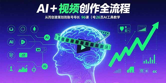 AI+短视频创作全流程:从创意策划到账号增长,96节课(含26项AI工具教学-资源宝库