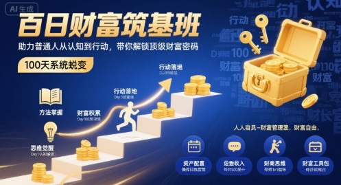 百日财富筑基班，助力普通人从认知到行动，带你解锁顶级财富密码-资源宝库