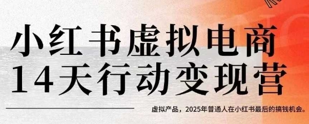 小红书虚拟电商14天变现训练营，虚拟产品，2025年普通人在小红书最后的搞钱机会(更新)-资源宝库