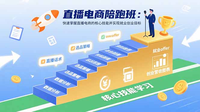 直播电商陪跑班:快速掌握直播电商的核心技能并实现就业/创业目标-资源宝库