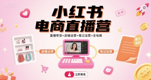 小红书电商直播营，直播带货+店铺运营+笔记运营=全电商-资源宝库