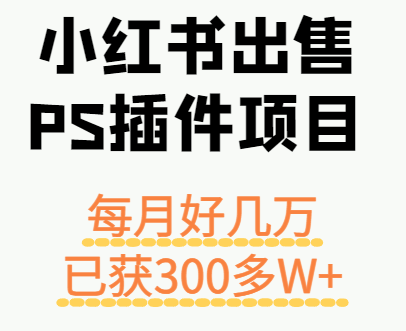 小红书出售PS插件项目，每月都收入好几万，长期操作已获利300多W+-资源宝库