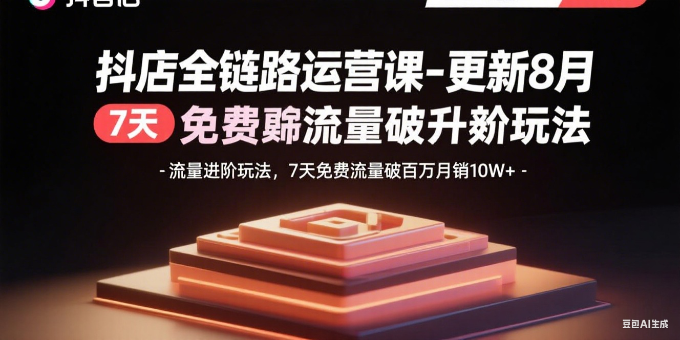 抖店全链路运营课-更新8月：流量进阶玩法，7天免费流量破百万月销10W+-资源宝库