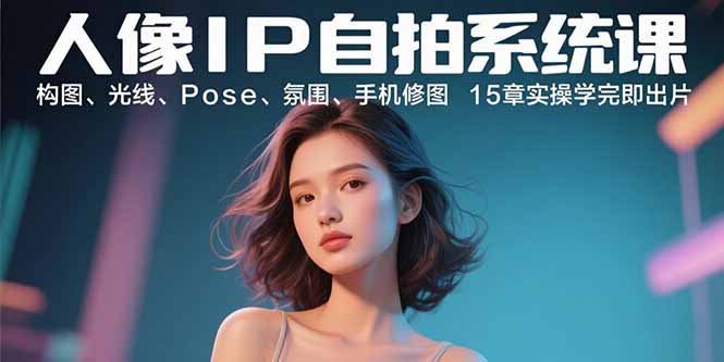 人像IP自拍系统课：构图、光线、Pose、氛围、手机修图 15章实操学完即出片-资源宝库