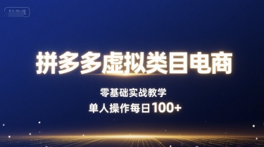 拼多多虚拟类目电商,零基础实战教学,单人操作每日100+-资源宝库