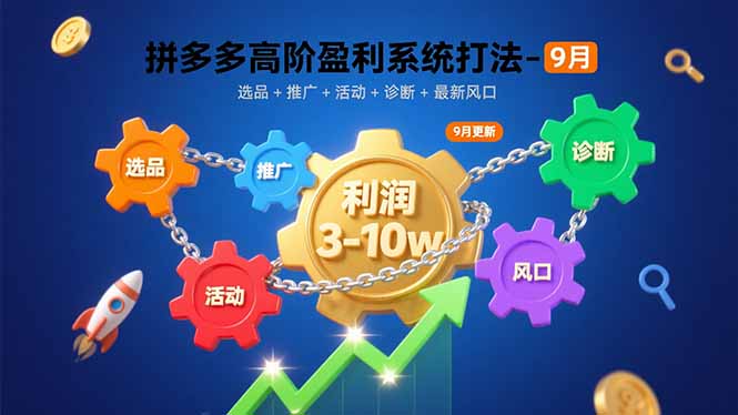 拼多多高阶盈利系统打法-9月:选品+推广+活动+诊断+最新风口,月利润3-10w-资源宝库