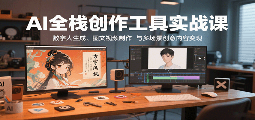 AI全栈创作工具实战课:数字人生成、图文视频制作与多场景创意内容变现-资源宝库